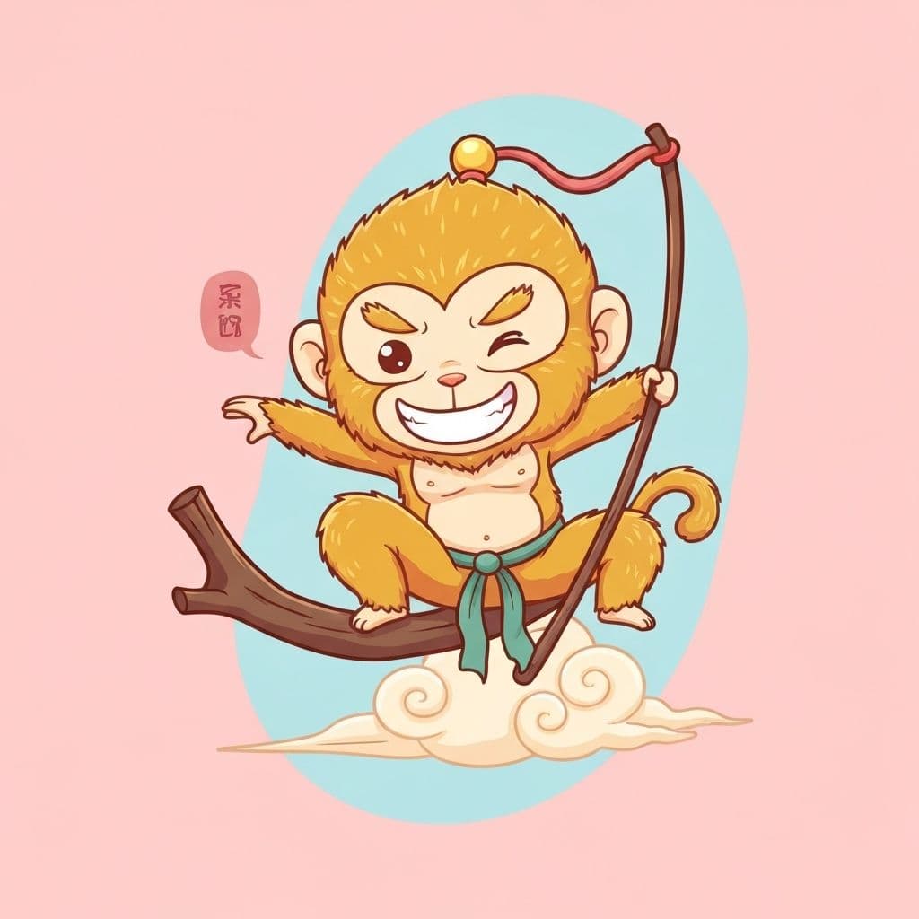 Sun Wukong (孙悟空) - The Monkey King illustration from Chinese mythology